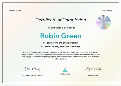 ALIGN45 certificate of completion