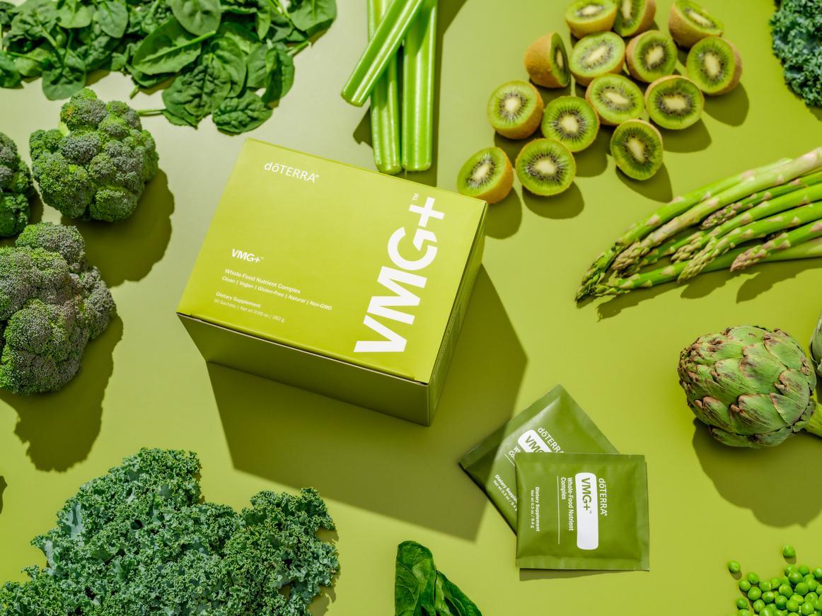 doTERRA VMG+ supplements with green produce